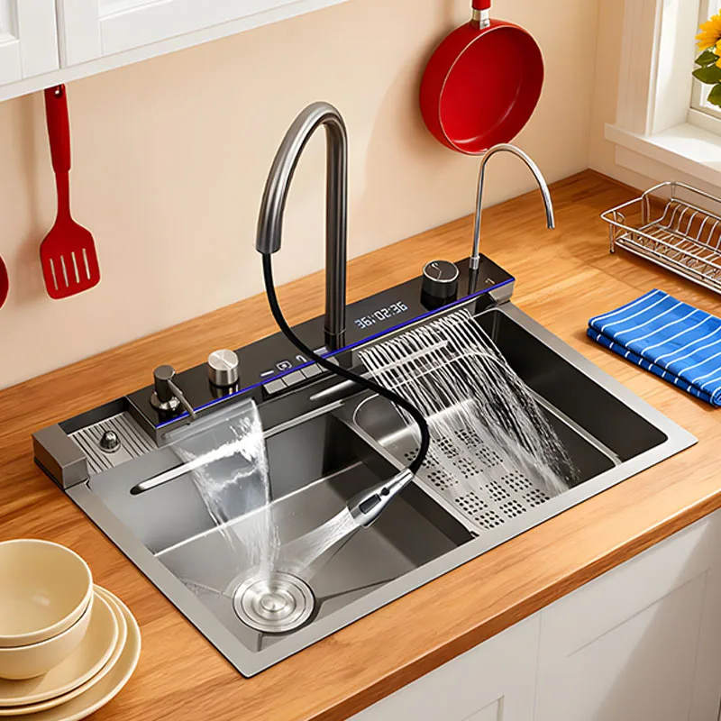 

Kitchen facilities Combi-style creative multi-functional Sink Keyboard-style button control Double Waterfall Mode