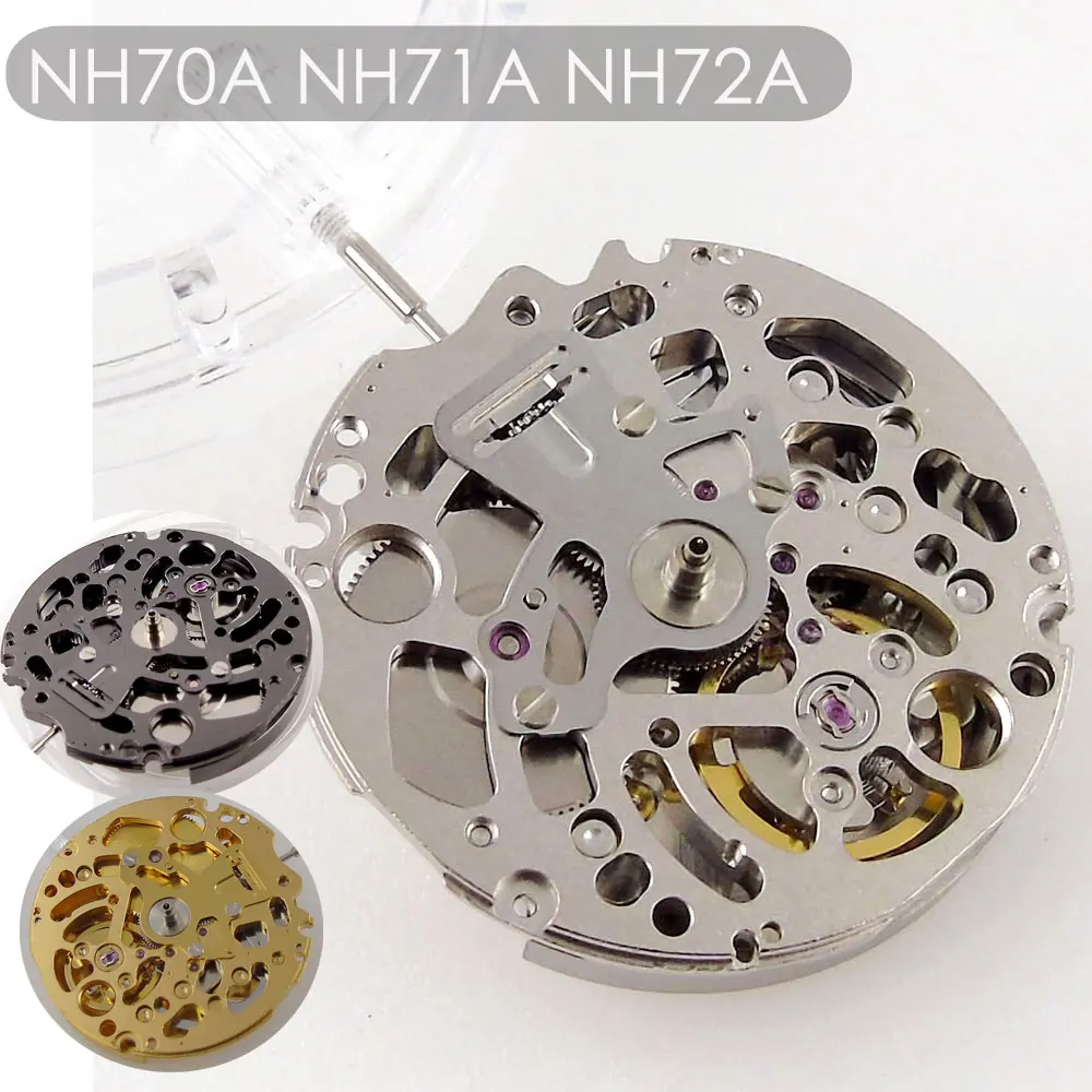 NH70A NH71A NH72A Skeleton Movement for Automatic Men Watch Mechanical Self-winding MOD Accessories 21600 BPH 24 Jewels Accuracy