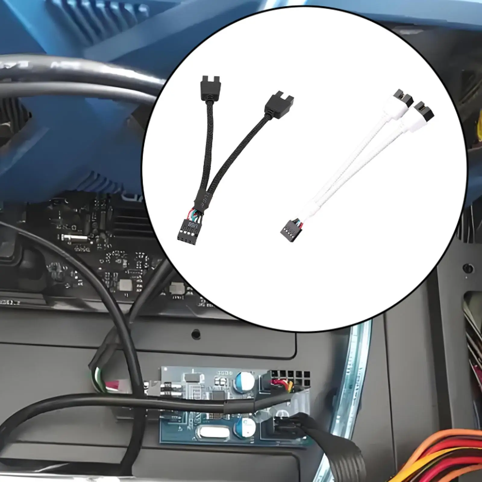 Motherboard USB 9Pin Extension Cable Easy to Install Wire Braided Mesh Professional Extension Cord for Home Office Spare Parts
