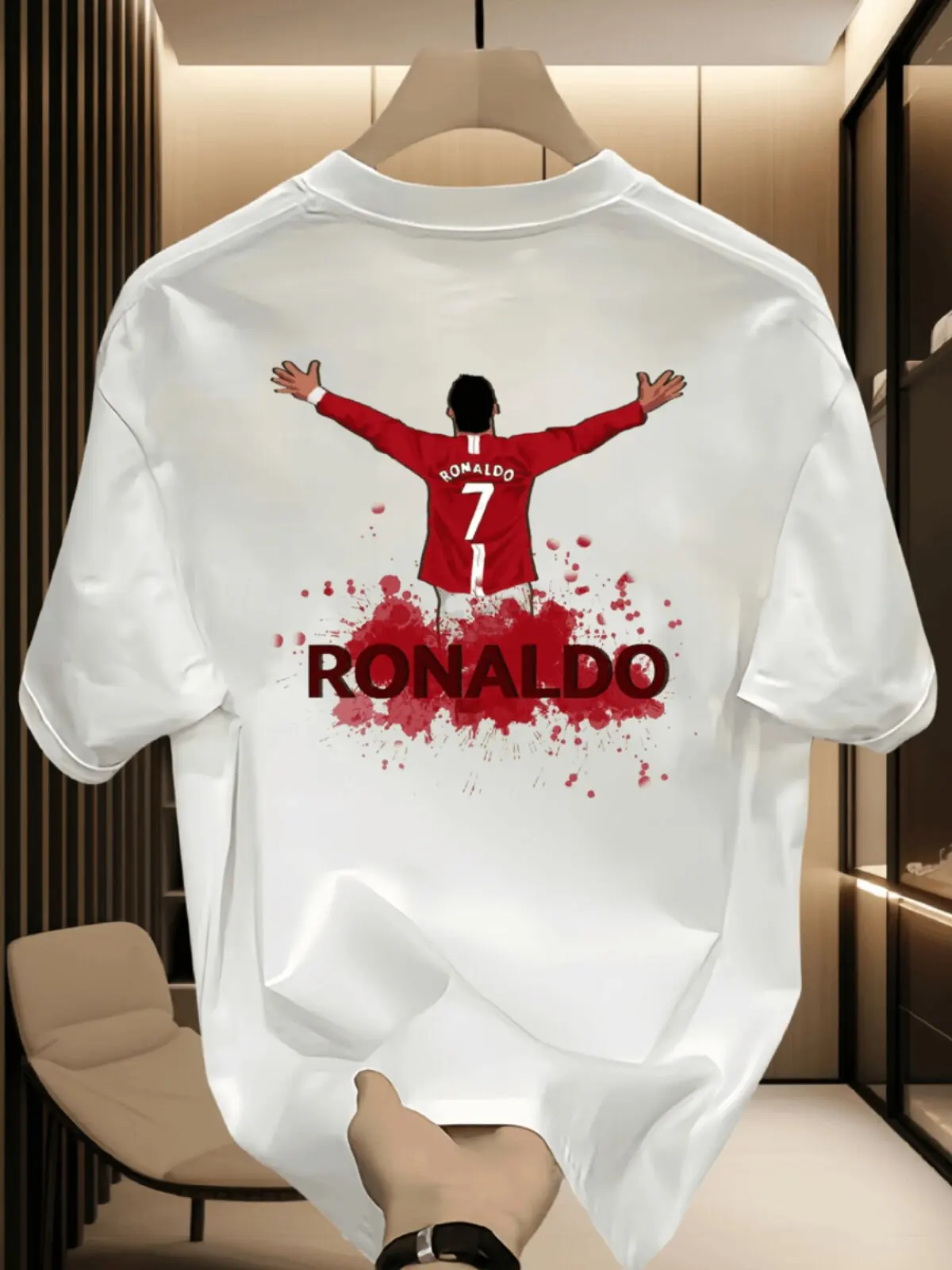 

2026 American Short-sleeved T-shirt - Summer Cristiano Ronaldo Football Pattern - Men's Printed Loose-fitting Versatile Top