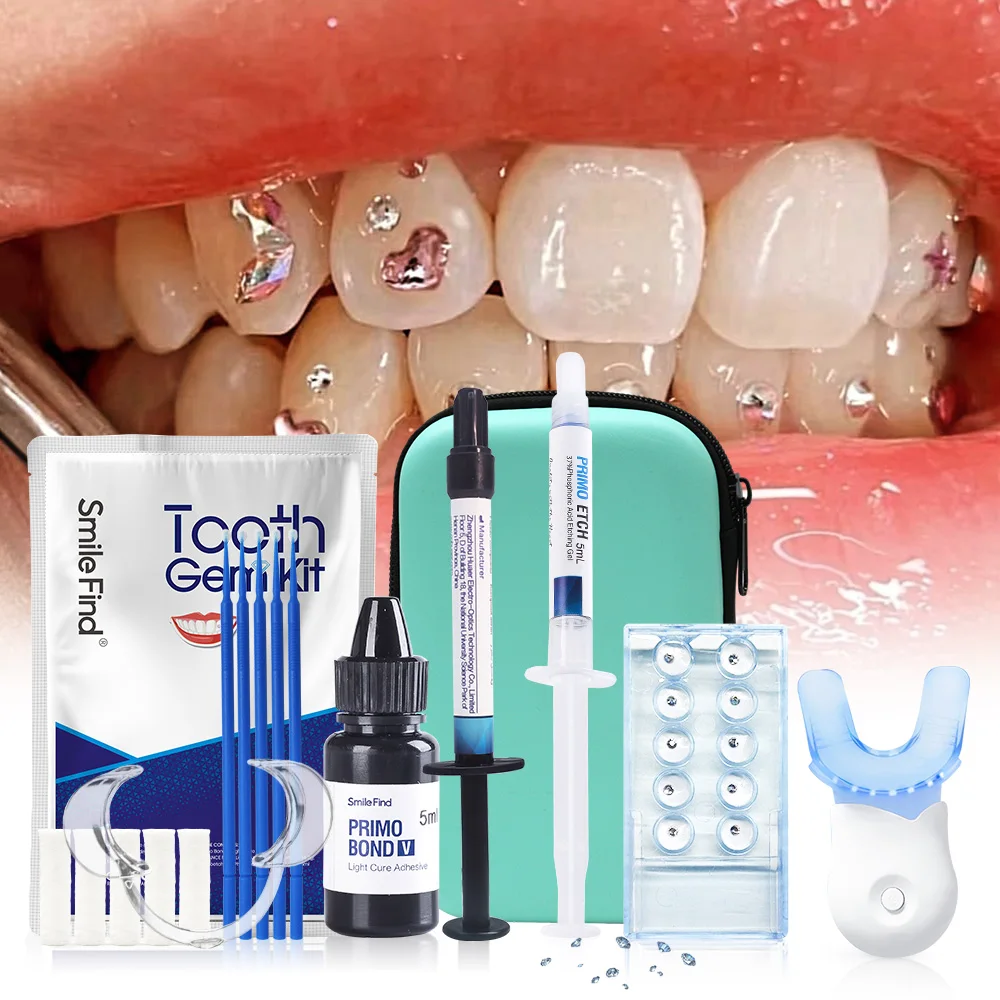 Diy Tooth Gem Kit Diamond Glue Set Jewelry Crystal Teeth Decorations Bonding Agent Etching Gel Light Cure Orthodontic Adhesive