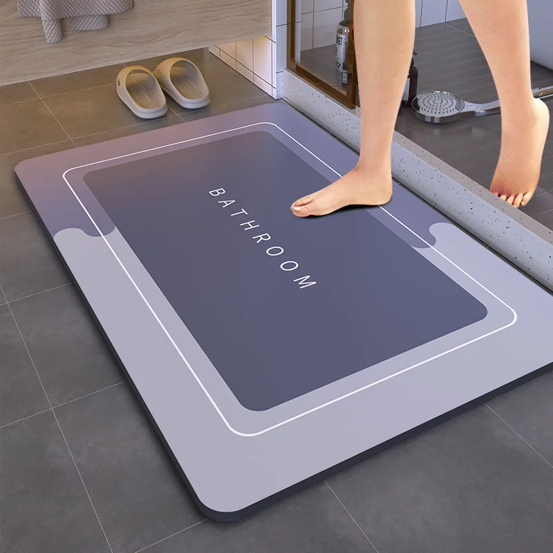 Super Absorbent Shower Bath Mat Bathroom Anti-Slip Carpet Rug Simple Kitchen Entrance Soft Door Bathtub Side Bath Mat Home Decor