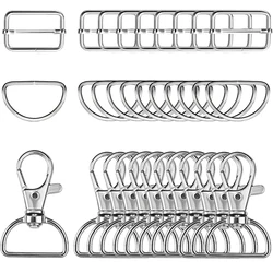 45 Pack Swivel Clasp D Ring and Slider Clasp Set Lanyard Snap Hook Keychain Clip Hook D Keychain Ring Lobster Claw Clasp