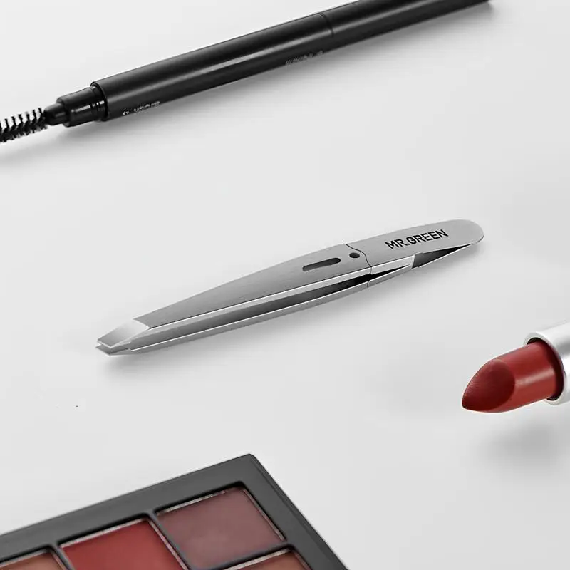 New Professional Stainless Steel Angled Eyebrow Tweezers For Eyebrow Beard Hair Removal Convenient And Compact