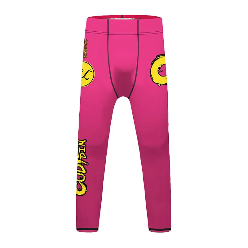7-13 Age Youth Boys Fuchsia Graffiti Cartoon Print Rashguard Sport Set Breathable Stretch MMA Muay Thai Kickboxing Boxing Outfit