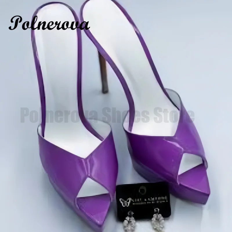 

Platform Pointy Toe Mules Slippers Super High Heel Stiletto Pumps Women Shoes Summer Slip On Mules Sandalias De Mujer Verano