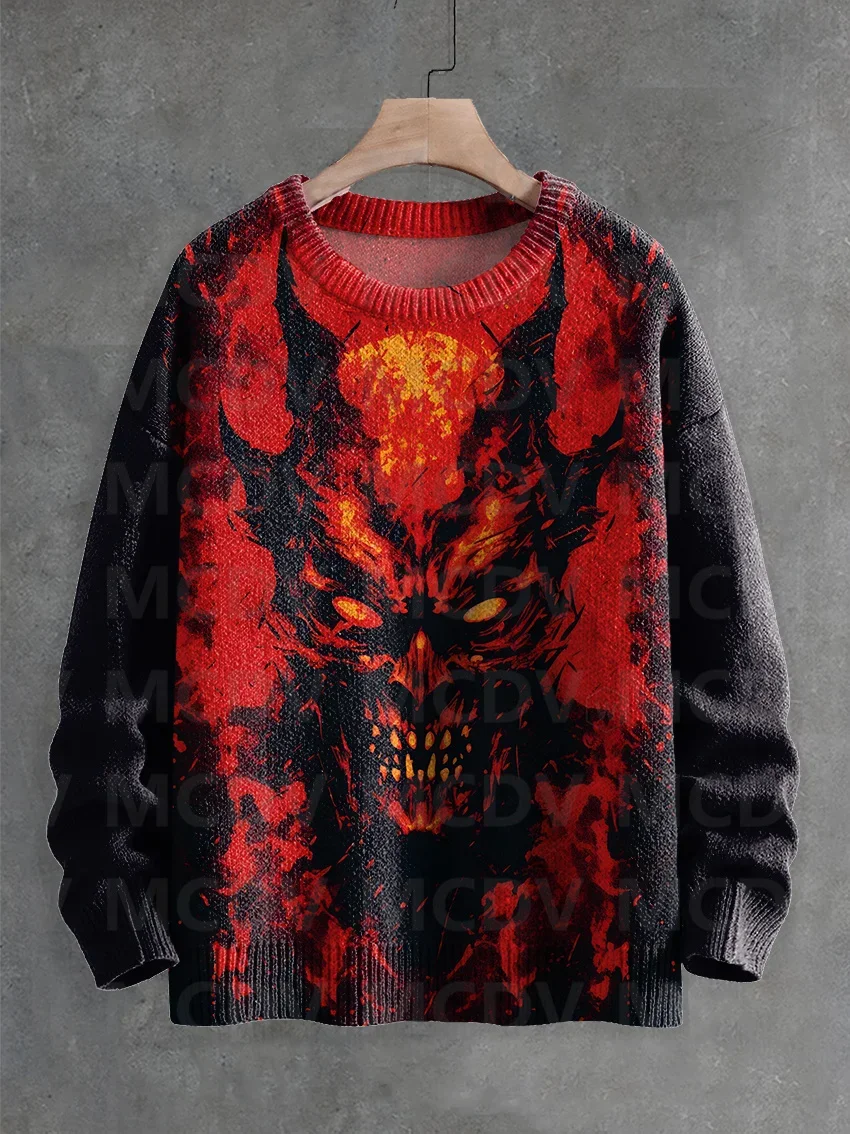 Bloody Skull Death Decorative Pattern Knit Pullover Sweater Men's For Women's Pullover