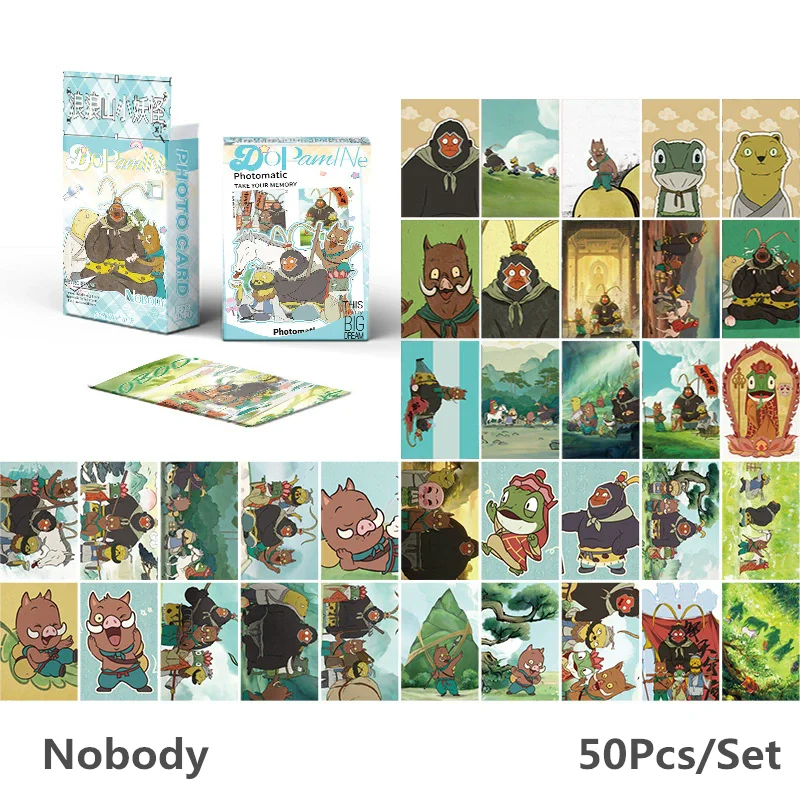 55PCS Langlang Mountain Nobody Anime Holographic Photocard Set Cartoon Animal Collectible LOMO Cards for Fans And Gifting