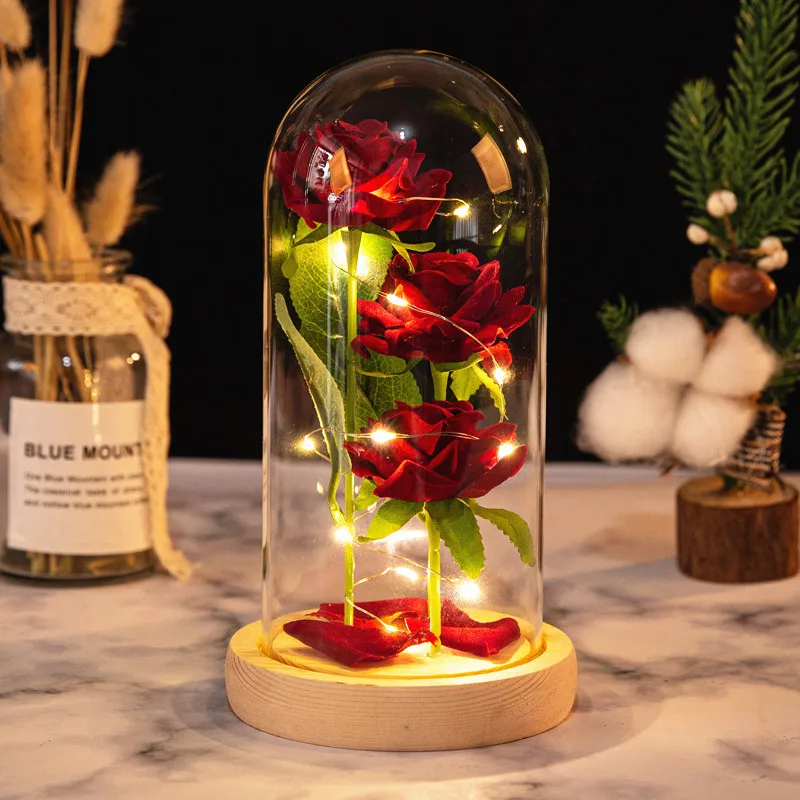 

Simulation of Rose Glass Ornaments Eternal Flowers Dried Bouquets Valentine's Day Creative Gifts Wedding Home Decor