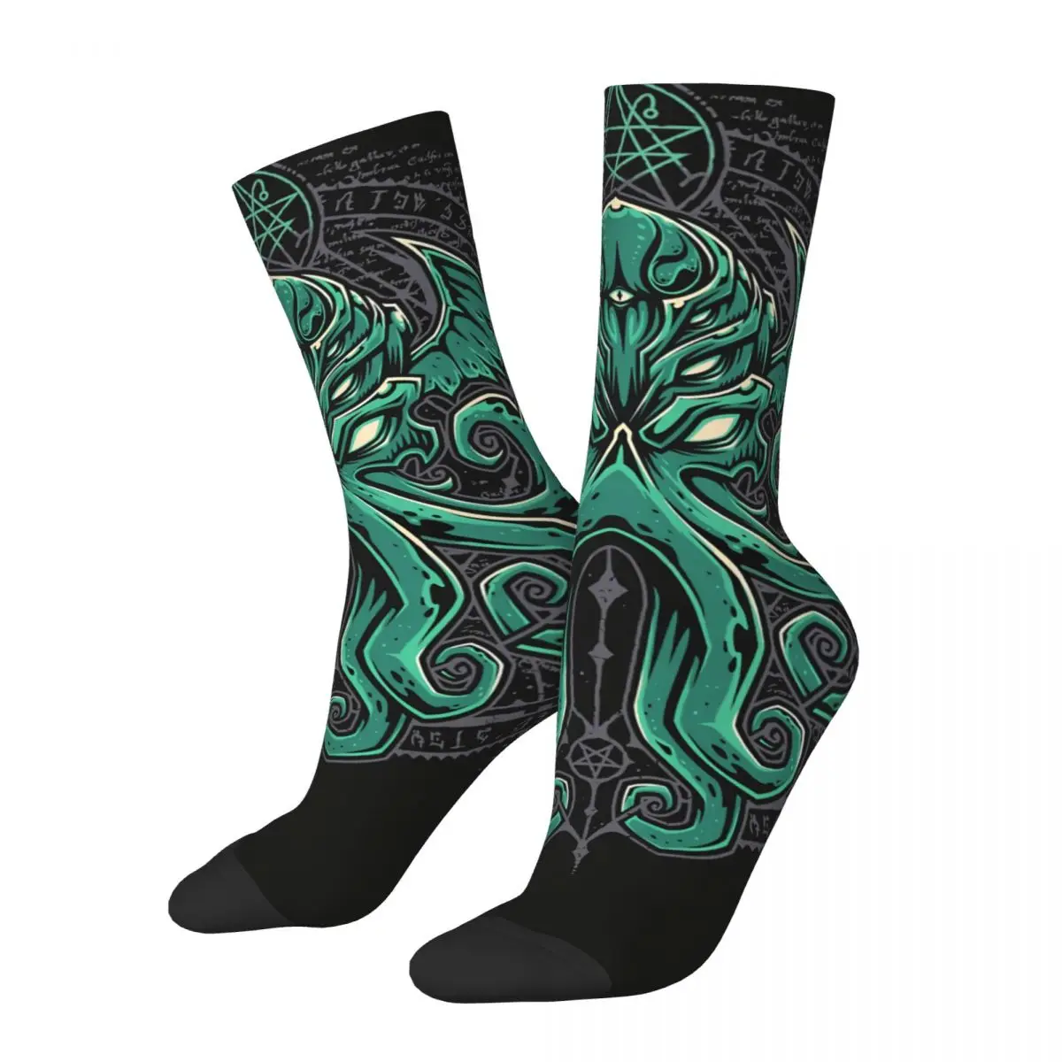 Funny Crazy Sock for Men Great Hip Hop Vintage Cthulhu Mythos Happy Breathable Pattern Printed Boys Crew Sock Seamless Gift