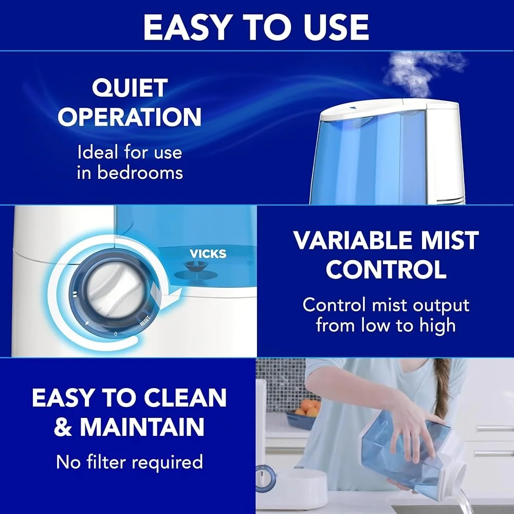 Warm Mist Humidifier Vaporizer Air Humidifier หน้าแรกห้องนอนเด็กผู้ใหญ่ไอบรรเทาแบบพกพา Quiet Filter ฟรีระบบปิดอัตโนมัติ