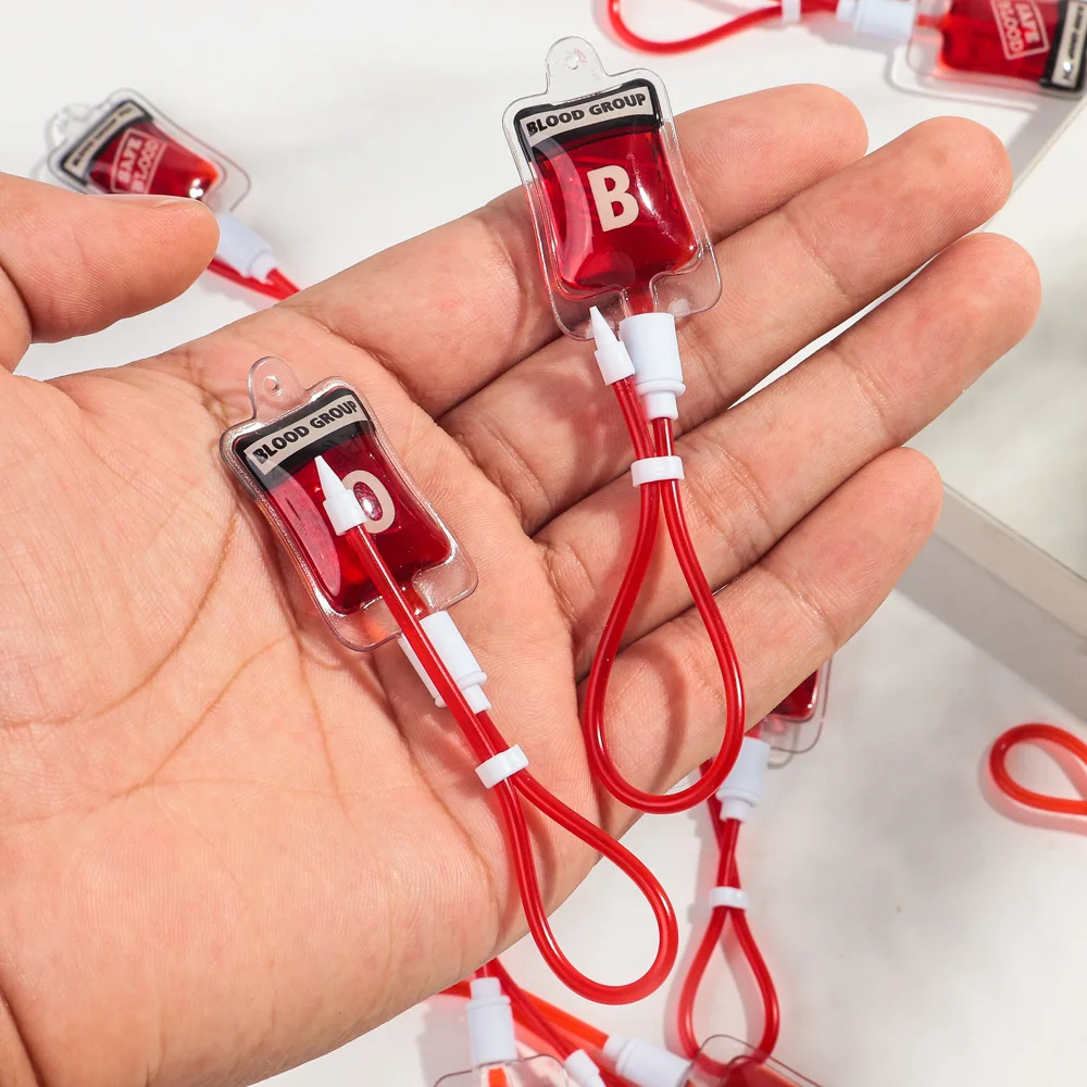 3pcs Halloween Blood Bag Acrylic Long Charms Gothic Plasma Pack Pendant for DIY Jewelry Making Earring Keychain Accessories