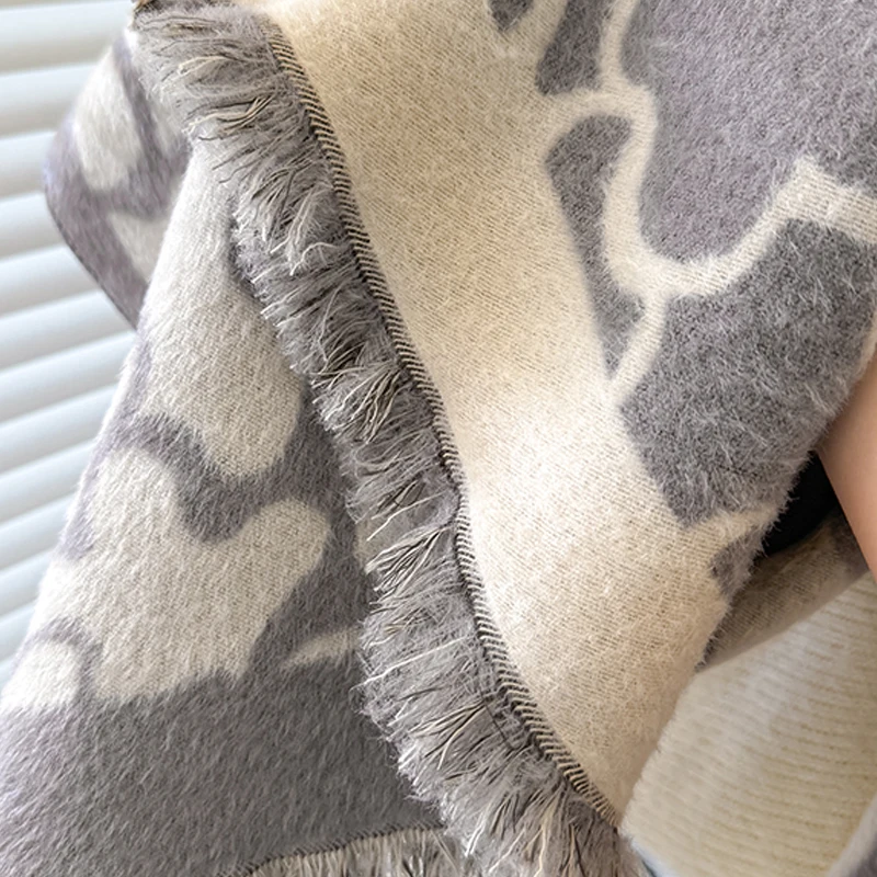 2025, neuer Design-Winterschal aus Kaschmir für Damen – eleganter, warmer Pashmina-Schal mit Leopardenmuster, Poncho und Bufanda – Detail 7