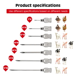 Aguja dispensadora de acero inoxidable para animales, herramientas de granja de vacuna, ganado avícola, uso veterinario, 2 cajas/20 piezas