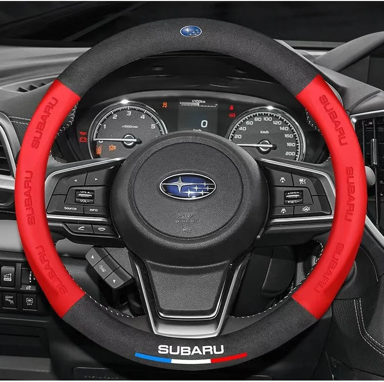 For Subaru STI Brz Wrx Xv Ascent Forester Outback Impreza Legacy Car Suede 3D Coining Logo Antislip Leather Steering Wheel Cover