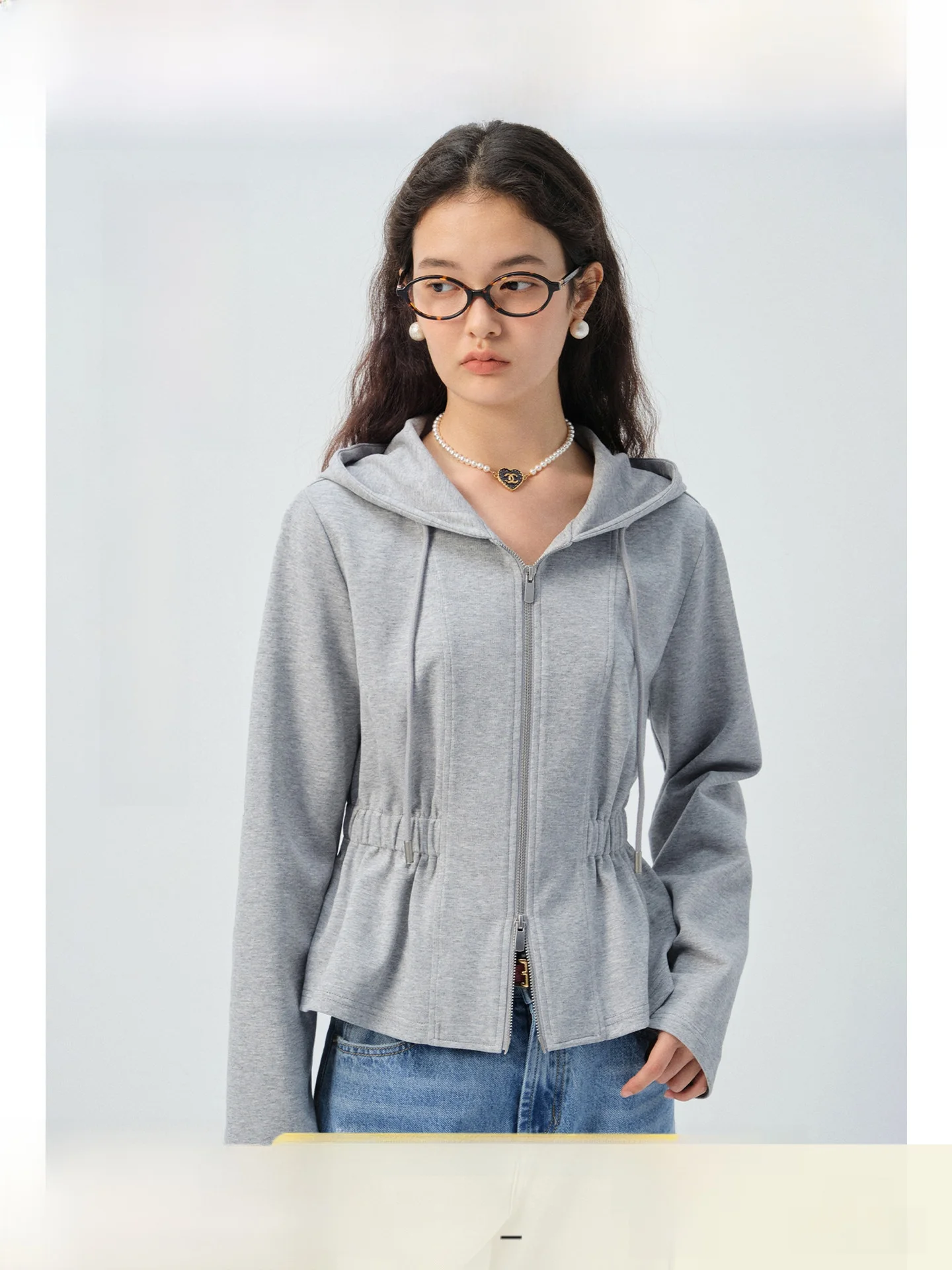 

plus Size Women's Hoodie Slimming Waist Design Conceals Flaws Casual Style Long Sleeve High Waist Coat for Plump Girls