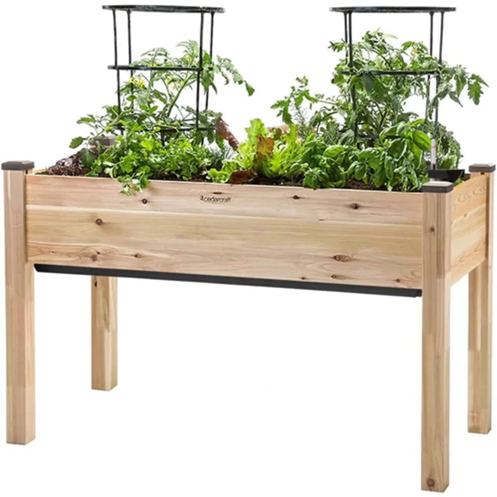 

Self-Watering Elevated Cedar Planter (22” x 48” x 30" H) - Flexibility of Container Gardening Convenience of Self-Watering.