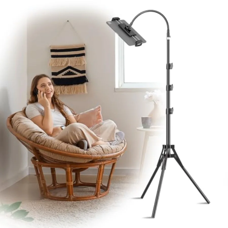 

Lusweimi Adjustable iPad Tripod Stand 72 Floor Stand with 360 Rotating Gooseneck Compatible with iPad Pro 12.9 iPhone and 4.712