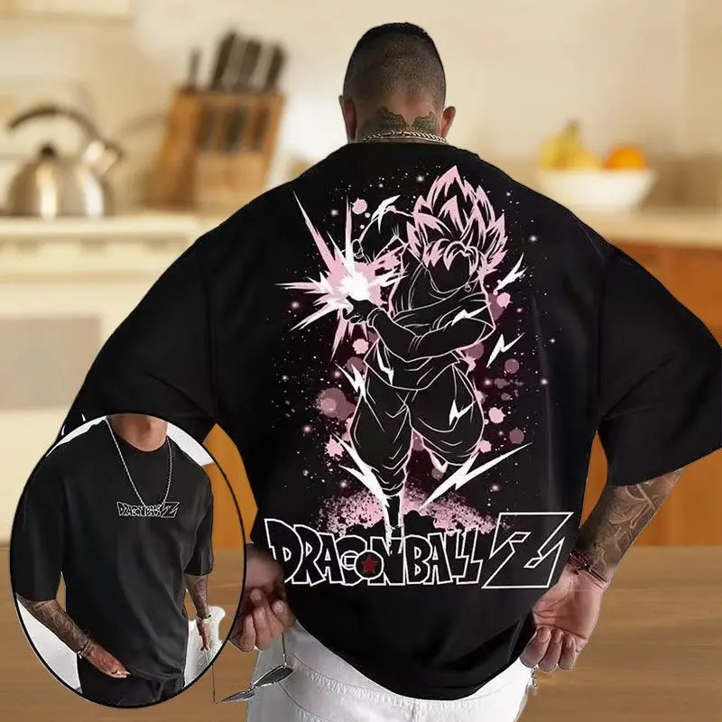 

The Anime Dragon Ball Printed Pure Cotton Short-sleeved T-shirt Is A Breathable and Trendy Summer Streetwear for Young People