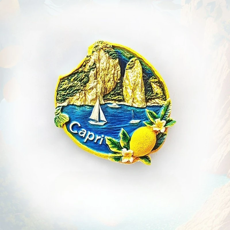 Capri Italy Fridge Magnet - Elegant 3D Island Souvenir Unique Mediterranean Travel Gift for Luxury Home & Vacation Decor