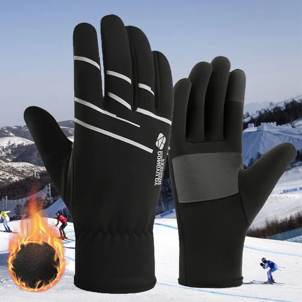 Polar Fleece Winter Warm Thermal Gloves Windproof Touch Screen Thickened Snow Gloves Waterproof Snowboard Ski Gloves