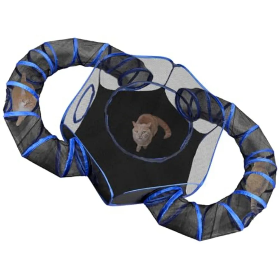 

Outdoor Cat Enclosures Playground with 2 Circle Playpen Tunnels Catio, Outside House Include Portable Tent for Cats, Kitty and