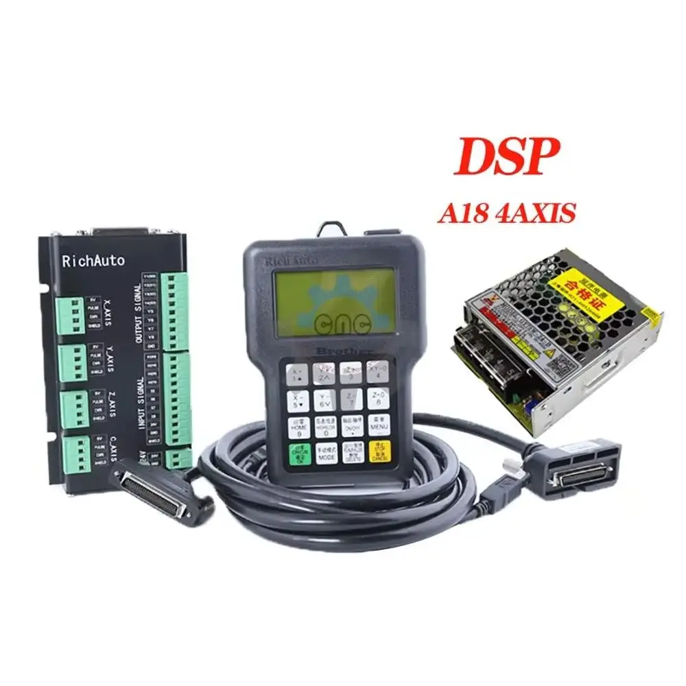 RichAuto DSP A18 CNC controller A18S/E /C 4Axis Motion Controller Remote For CNC Engraving Cutting English Version + 75W24VDC