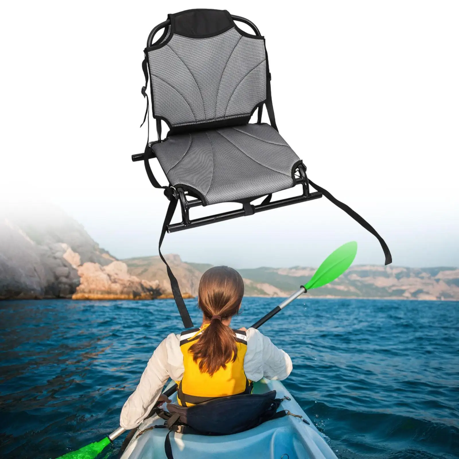 Folding Kayak Seat Practical Replacement with Back Support Canoe Seat for Paddle Board Canoeing Inflatable Kayak Fishing Rafting