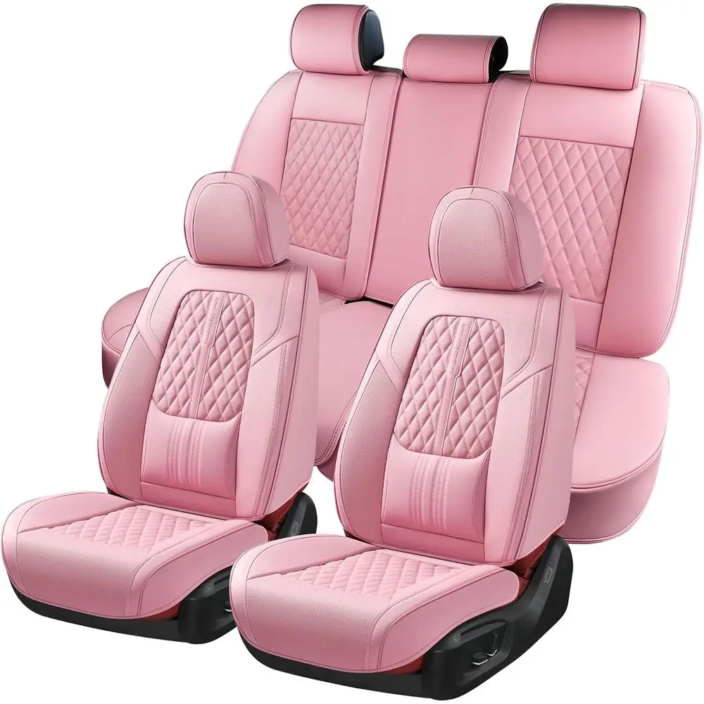 

Car Seat Covers Full Set, Automotive Front and Rear Seat Covers with Backrest, Nappa Leather Car Seat Protectors Waterproof, Uni