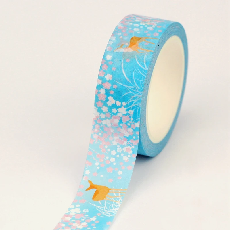 

НОВИНКА! 1 шт. 10 м Декоративная клейкая лента васи с изображением оленя и цветов персика, для скрапбукинга, DIY, канцелярские товары