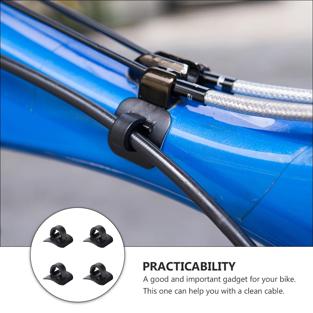 

4pcs Bike Brake Guides Cable Guide Clamps Black C-Clip For Road Folding Bikes U Shaped Buckle Durable Self-Adhesive