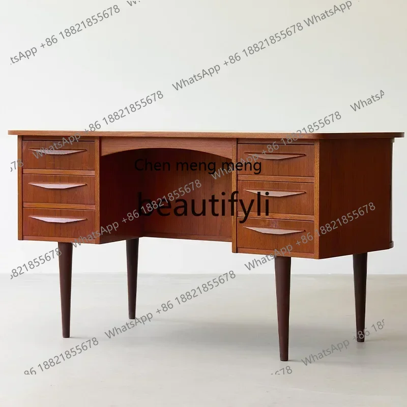 

HHVintage desk office electric desk solid wood administrative office study storage drawer cabinet H