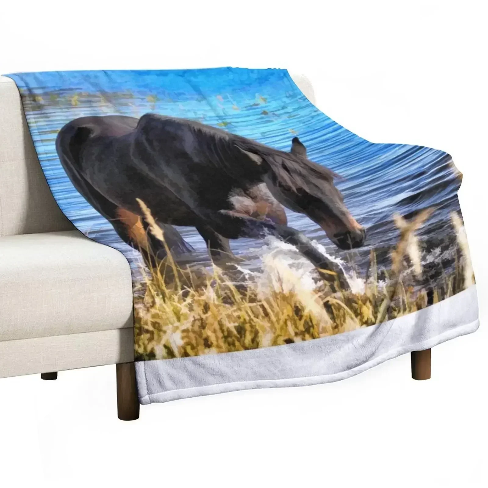 Manta decorativa con diseño de caballo Percheron Thoroughbred, manta de franela suave y cálida
