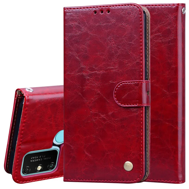 Carteira de couro Flip Card Holder Phone Case, capa do livro magnético para Huawei Honor 9A e 9 A