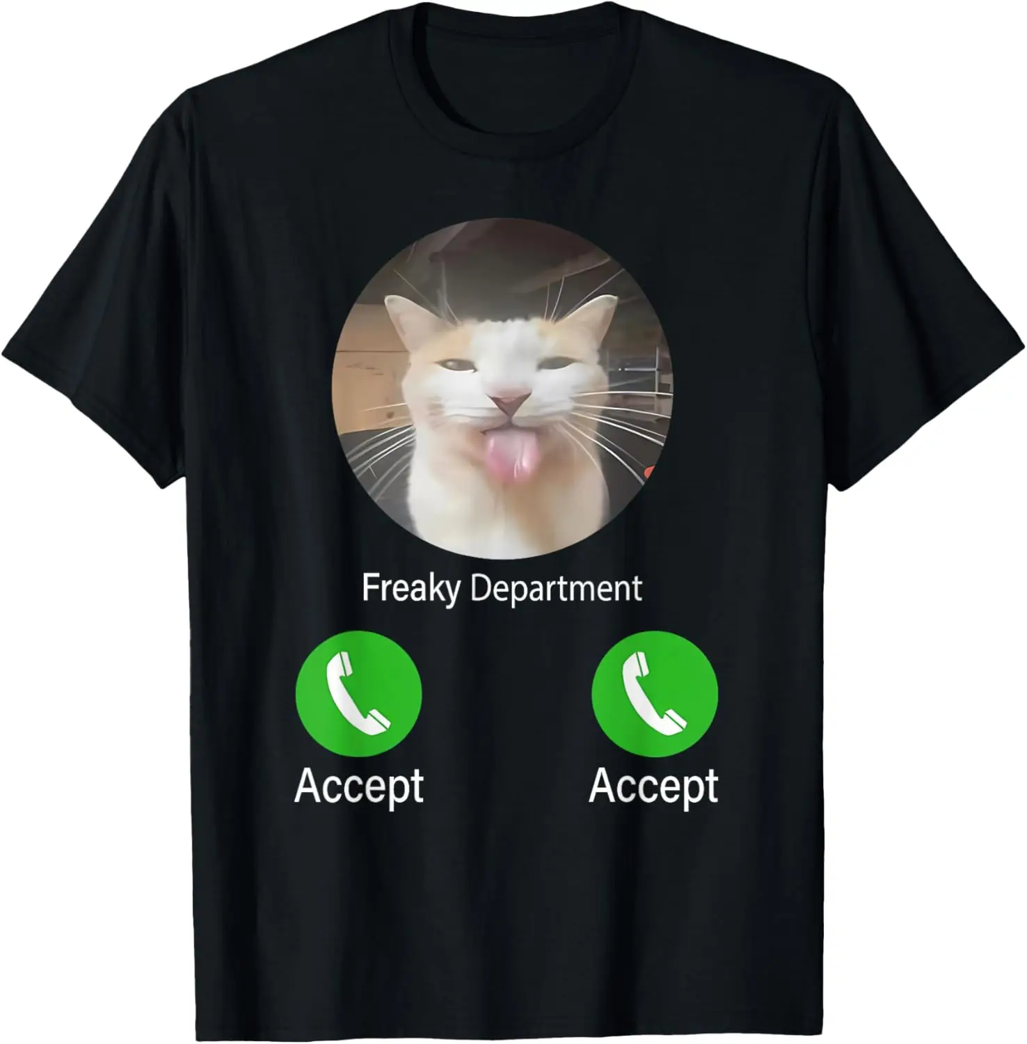 Freaky Department Funny Cat Meme Men Women T-Shirt 100% Cotton Trendy Y2K Short-Sleeve Tee-Soft, Quick-Drying, Moisture-Wicking;