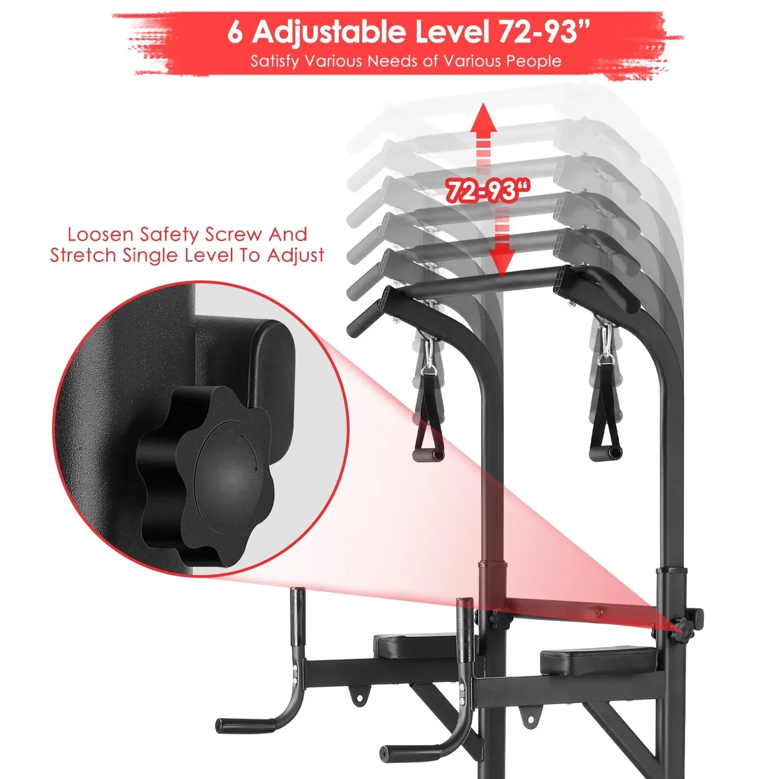 Functional Fitness Gym Style Training Power Tower & Adjustable Workout Bench System Foldable for Pull Ups and Dips, Load 200 kg