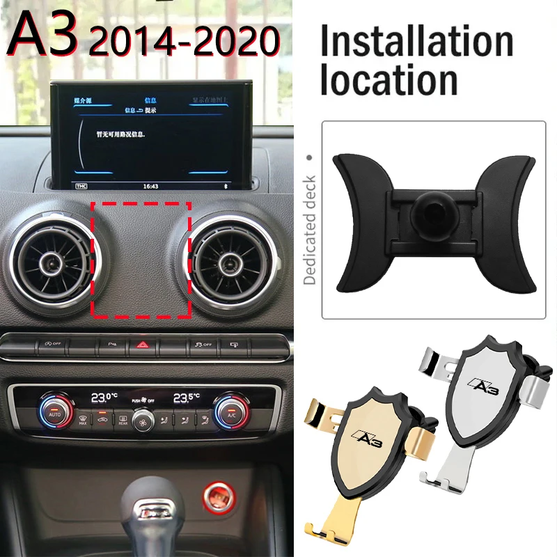 Car Mobile Phone Holder Air Vent Mounts Stand GPS Gravity Navigation Bracket For Audi A3 S3 8V 2014-2020 Car Accessories