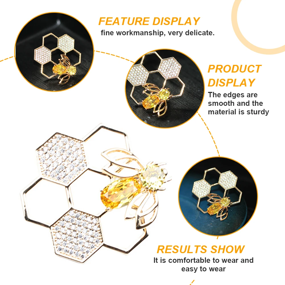 

1pcs Creative Honeycomb Shape Brooch Shiny Lady Corsage Breast Pin For Suit Sweater Dress Clothing Ornament Delicate Accessories