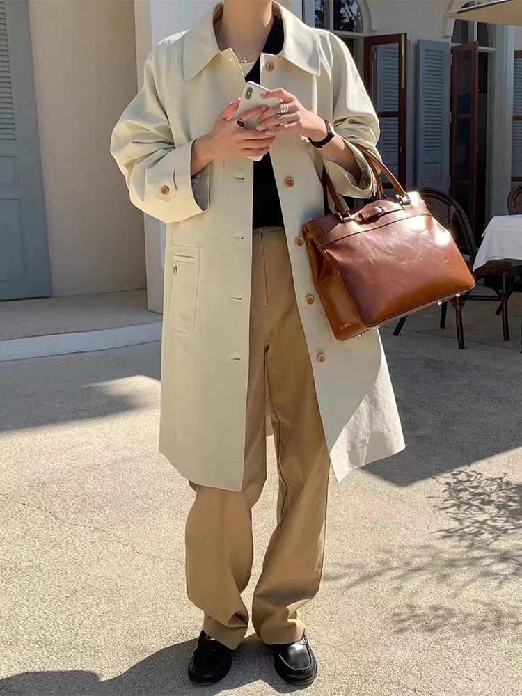エレガントな秋のロングシングルボタンダブルポケットショールカラーカジュアルレディースウインドブレーカーコートシックな通勤韓国風ルーズフィット