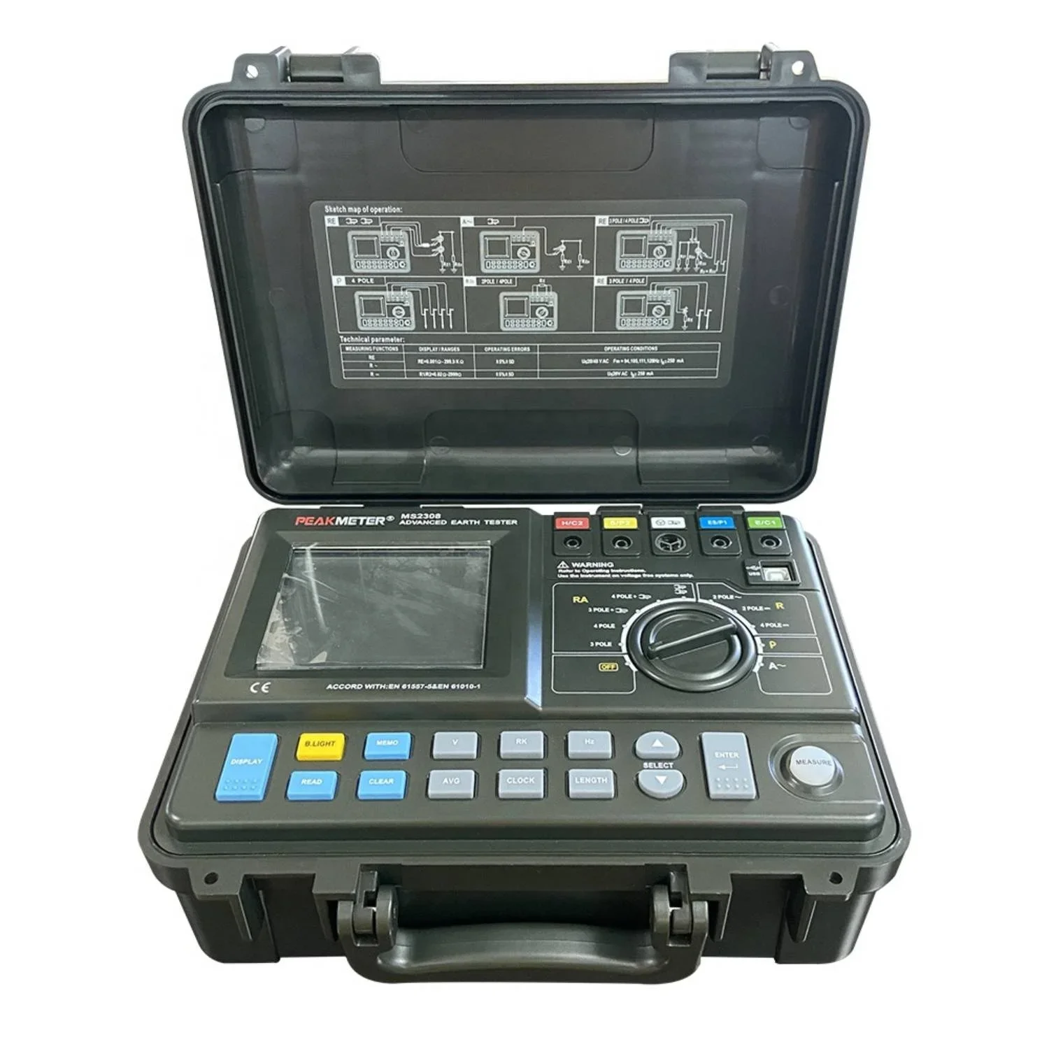 

Professional dual clamp advanced earth resistance tester meter MS2308 with USB interface