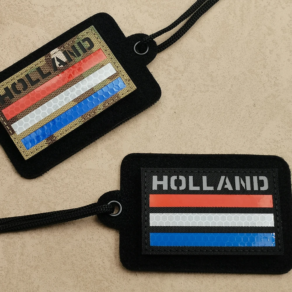 Netherlands Country Flag Patch Reflective NLD IR Camouflage Fabric Army Holland Flag Patch For Bag Hat Shirt Sew-on Applique