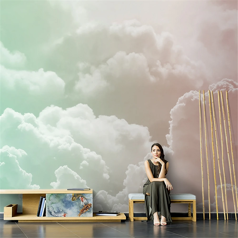 

На заказ мечтательные облака морская птица настенные обои для детской комнаты маленькие свежие розовые фотообои обои домашний декор наклейки