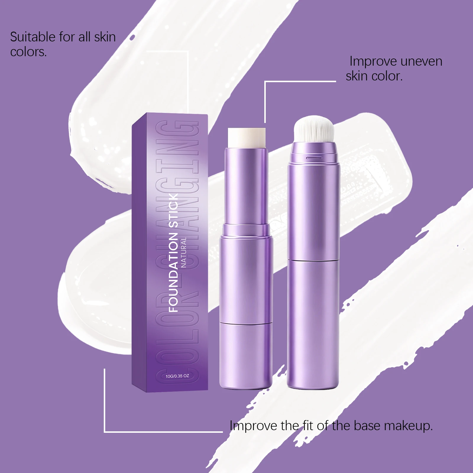 Farbwechselnder Foundation 2-in-1-Stift mit Pinsel, vollständig deckender, feuchtigkeitsspendender, leichter Concealer-Creme-Stift für alle Hauttypen. – Detail 9