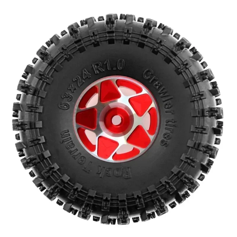 

4pcs 63mm Metal 1.0" Beadlock Wheel Rim Rubber Tire Set for 1/18 1/24 RC Crawler Axial SCX24 AX24 TRX4M FCX24 Upgrade Parts