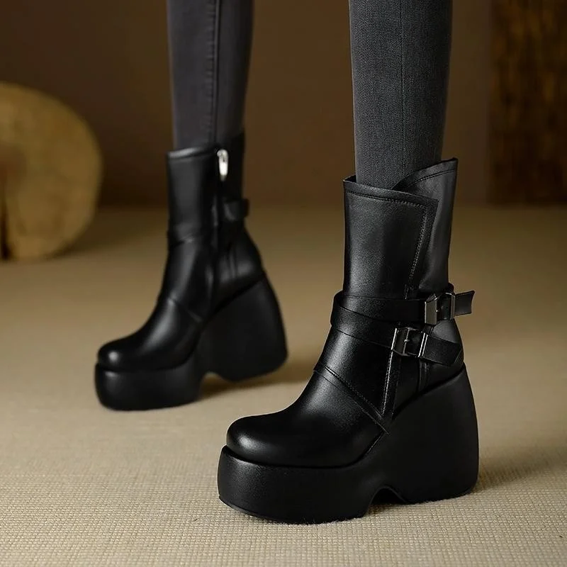 

Platform Women Ankle Boots High Heels Trend Shoes 2025 Trend Chelsea Boots Winter New Designer Woman Punk Short Botas Pumps