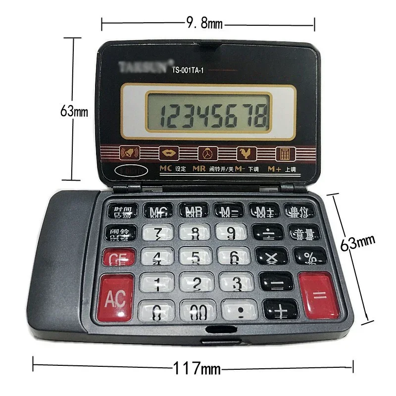 Electronic Folding Calculator Portable Scientific Calculate Commercial Count 8 Digit Large Display With Time, Alarm, Calendar