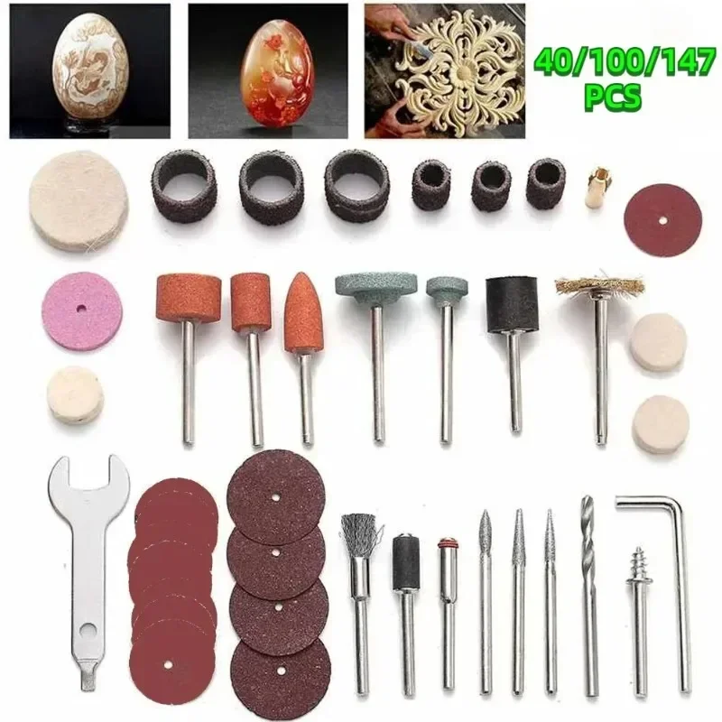 

40/100/147 PCS Micro Abrasive Tool Set Cutting Drilling Electric Grinding Accessories Multi-rotor Electric Drill Tool Accessory