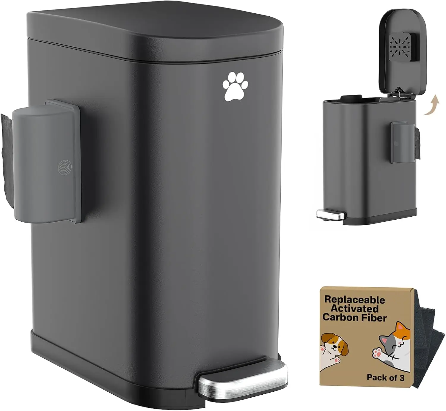 

Корзина для мусора для собак из нержавеющей стали с крышкой для контроля запаха и педалью-ступеньки, уличный мусорный бак на 3,2 галлона