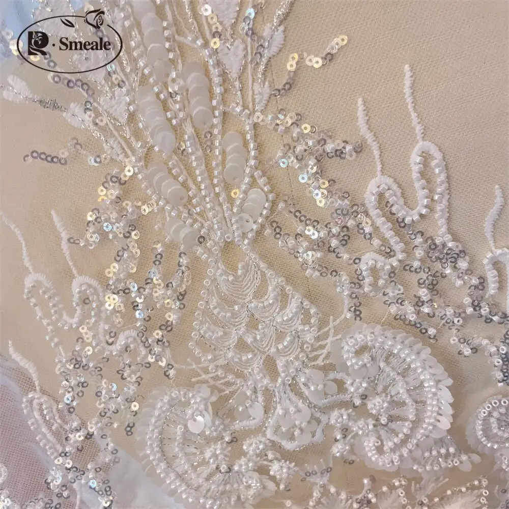 Handmade Embroidery Tube Bead Lace Fabric, DIY Wedding Dress Fabric, High-end Sequin Tube Bead, RS4269, New