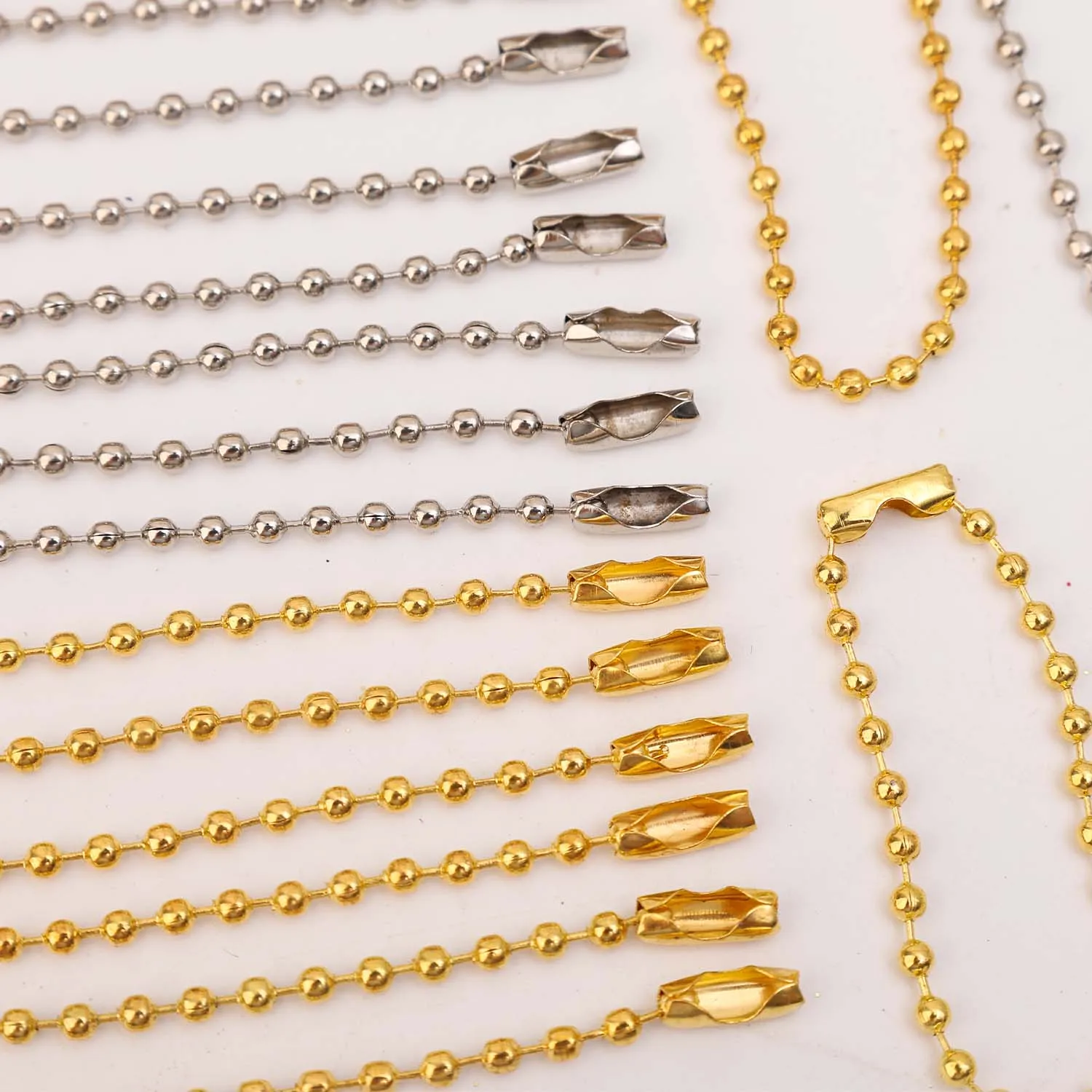 100 قطعة الذهب والفضة الكرة حبة قابل للتعديل قلادة موسع سلسلة Keychain بها بنفسك المفاتيح المعلقات العثور على المجوهرات صنع الملحقات